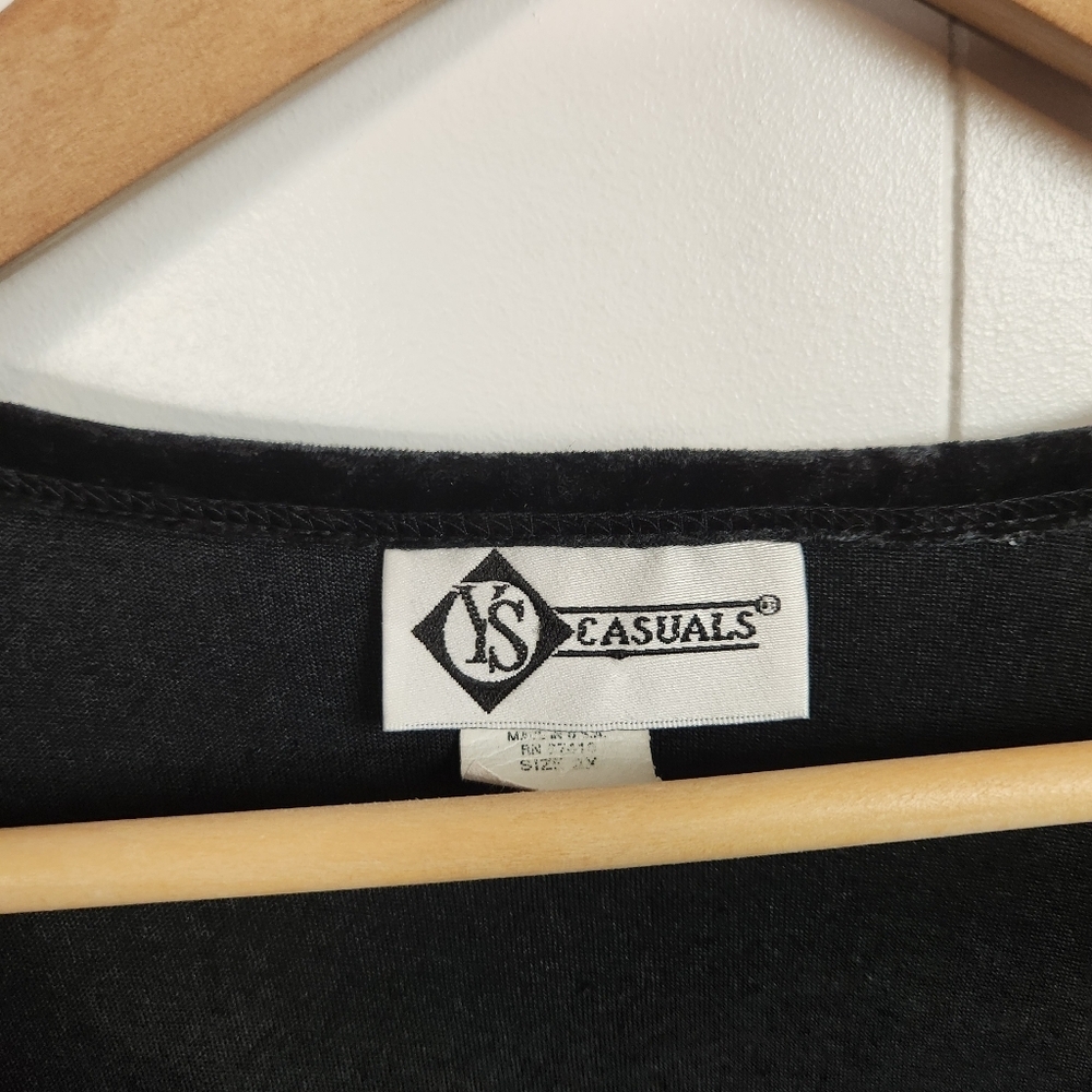 Y2K Vintage Black Velvet Velour Short Sleeve Top Size 2X Stretchy Whimsigoth 90s - Picture 7 of 11
